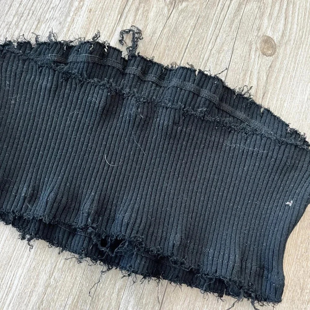 Womens Forever 21 Black Cropped  Long Sleeve Top - L - Picture 4 of 5